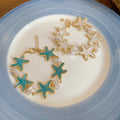 Ocean Style Enamel Starfish Pearl Beaded Bangle For Women Beach Vacation Jewelry view 4