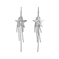 Light Luxury Copper Rhinestone Star Long Tassel Bracelet Earrings Jewelry Set view 5