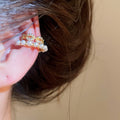 Korean Sparkling Zircon Butterfly Faux Pearl Oval Clip-on Earrings Light Luxury No-Piercing Ear Cuffs view 3