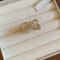 Vintage Copper Iris Butterfly Bow Open Ring, Retro Light Luxury Index Finger Jewelry view 4