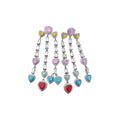 Vintage Palace Style Copper Zircon Heart Tassel Stud Earrings Necklace Jewelry Set view 5