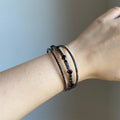 Vintage Copper Three Layer Black Rhinestone Bangle With Geometric Quadrilateral Chic Design view 3