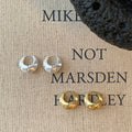 Copper Zircon Starburst Brushed Round Huggie Earrings Minimalist Light Luxury Geometric Style view 3
