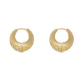 Copper Zircon Starburst Brushed Round Huggie Earrings Minimalist Light Luxury Geometric Style view 5