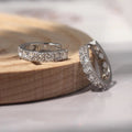 Korean Japanese Minimalist Zircon Hoop Earrings, Small Everyday Commuter Fashion Jewelry view 3