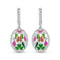 Butterfly Oil Painting Ear Cuff And Clover Hollow Zircon Dangle Earrings, French Romantic view 1