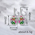 Butterfly Oil Painting Ear Cuff And Clover Hollow Zircon Dangle Earrings, French Romantic view 4