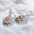 Butterfly Oil Painting Ear Cuff And Clover Hollow Zircon Dangle Earrings, French Romantic view 3