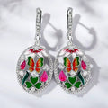 Butterfly Oil Painting Ear Cuff And Clover Hollow Zircon Dangle Earrings, French Romantic view 2