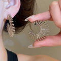 2026 New C-Shaped Copper Line Stud Earrings, Geometric Round Statement Light Luxury Style view 2