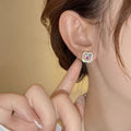 Copper Rhinestone Flower Stud Earrings, Light Luxury French Vintage Floral Jewelry For Women view 4