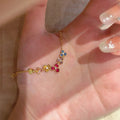 Vintage Copper Rhinestone Flower Bangle For Women Court Style Round Geometric Jewelry view 3
