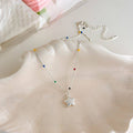 Dopamine Colorful Beaded Star Alloy Necklace For Women Summer Beach Vacation Sweet Cool Style view 4
