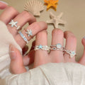 Sparkling Zircon Enamel Shell Ring For Women view 2