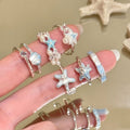 Sparkling Zircon Enamel Shell Ring For Women view 1