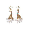 Vintage Style Alloy Parrot Rhinestone Pearl Tassel Drop Earrings With Silver Posts view 5