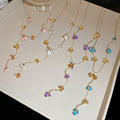 Copper Enamel Flower Tassel Y Necklace, Vacation Style Floral Clavicle Choker view 2