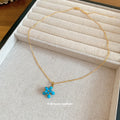 18K Gold Plated Copper Zircon Flower Pendant Necklace, Light Luxury Vintage Collarbone Jewelry view 4