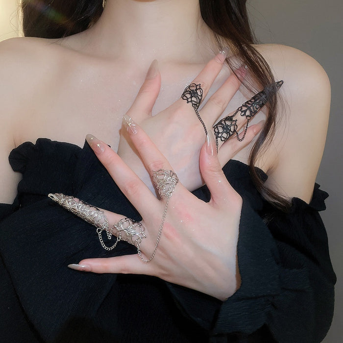 Women's Gothic Cyberpunk Hollow Geometric Metal Index Ring Light Luxury Punk Jewelry