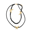 Y2K Crystal Beaded Butterfly Pendant Necklace, Dark Sweet Luxury Collarbone Choker view 5