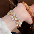 European Style Alloy Enamel Flower Splice Bangle For Beach Vacation Jewelry view 3