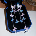 Sweet Style Zircon Butterfly Tassel Drop Earrings With Silver Needle Posts For Women view 1