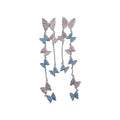 Sweet Style Zircon Butterfly Tassel Drop Earrings With Silver Needle Posts For Women view 5