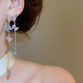 Sweet Style Zircon Butterfly Tassel Drop Earrings With Silver Needle Posts For Women view 4