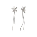Alloy Textured Flower Tassel Pendant Drop Earrings With Silver Pin Posts For Women view 5
