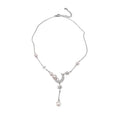 Korean Light Luxury Faux Pearl Zircon Star Moon Pendant Sweater Necklace view 5