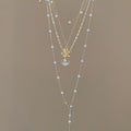 Light Luxury Faux Pearl Multi Layer Shell Flower Pendant Necklace For Women Beach Vacation Style view 4