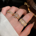 New Chinese Style Sparkling Zircon Hollow Open Copper Geometric Ring For Women view 2