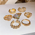 New Chinese Style Sparkling Zircon Hollow Open Copper Geometric Ring For Women view 3
