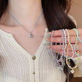 Korean Style Glass Beaded Necklace With Heart Grape Pendant For Women view 2