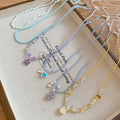 Korean Style Glass Beaded Necklace With Heart Grape Pendant For Women view 3
