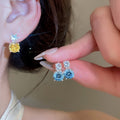 Light Luxury Copper Round Zircon Stud Earrings With Silver Posts Elegant Geometric Jewelry view 2