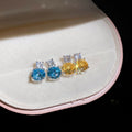 Light Luxury Copper Round Zircon Stud Earrings With Silver Posts Elegant Geometric Jewelry view 3