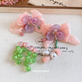 Sweet Resin Chiffon Flower Stud Earrings With Silver Pins Fresh Forest Style Women's Jewelry view 3