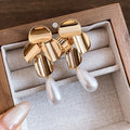 French Vintage Teardrop Faux Pearl Stud Earrings Elegant Light Luxury Jewelry For Women view 4