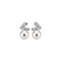 Light Luxury Round Faux Pearl Zircon Stud Earrings With Silver Needles For Elegant Women view 5