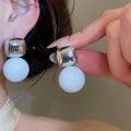 Fashion Resin Geometric Round Triangle Stud Earrings With Silver Needle Posts Retro Unique Design view 3
