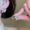 French Vintage Grape Cluster Faux Pearl Zircon Stud Earrings Elegant Geometric Round Jewelry view 2