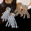 Light Luxury Geometric Crystal Tassel Drop Earrings With Silver Pins For Evening Dress view 4