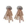 Light Luxury Geometric Crystal Tassel Drop Earrings With Silver Pins For Evening Dress view 5