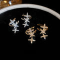 Light Luxury Copper Zircon Star Clip-on Earrings For Women, No Piercing Ear Cuff Style view 4