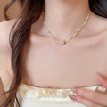 Copper Crystal Round Stone Beaded Necklace Bracelet Jewelry Set Modern Minimalist Fresh Forest Style view 4