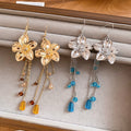 2026 New Alloy Smooth Flower Crystal Tassel Drop Earrings Unique Ethnic Playful Floral Ear Hooks view 3