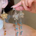 2026 New Alloy Smooth Flower Crystal Tassel Drop Earrings Unique Ethnic Playful Floral Ear Hooks view 2