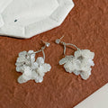 Elegant French Rhinestone Stud Teardrop Alloy Hoop White Petal Shell Tassel Luxury Drop Earrings view 3