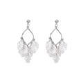 Elegant French Rhinestone Stud Teardrop Alloy Hoop White Petal Shell Tassel Luxury Drop Earrings view 5
